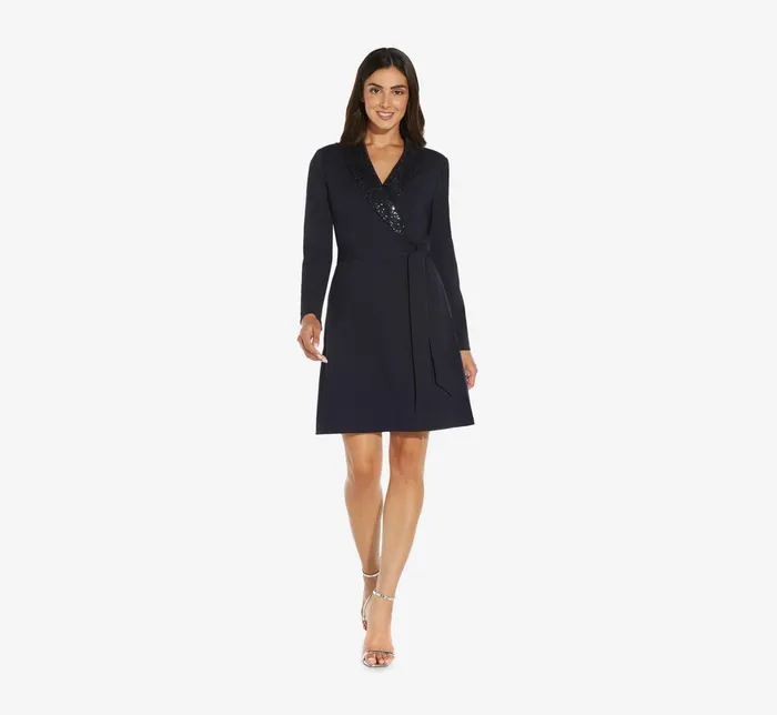 Adrianna Papell Sequin Collar Tuxedo Dress In Midnight Midnight Women Cocktail Dresses Adrianna Papell Sequin Collar Tuxedo Dress In Midnight Midnight Women Cocktail Dresses