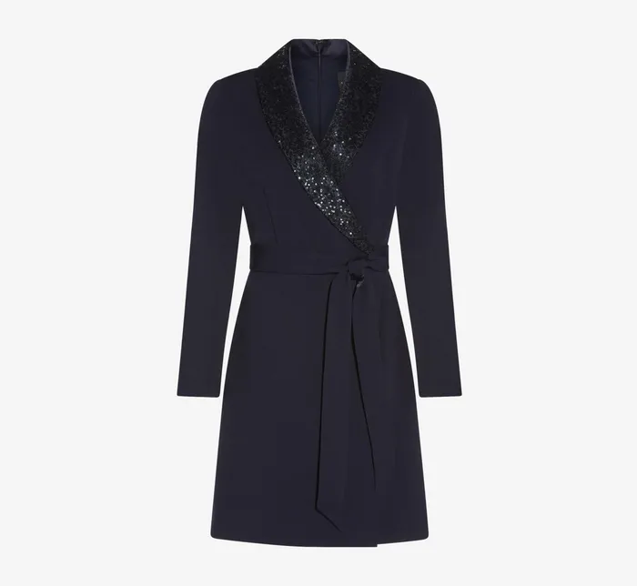 Adrianna Papell Sequin Collar Tuxedo Dress In Midnight Midnight Women Cocktail Dresses Adrianna Papell Sequin Collar Tuxedo Dress In Midnight Midnight Women Cocktail Dresses