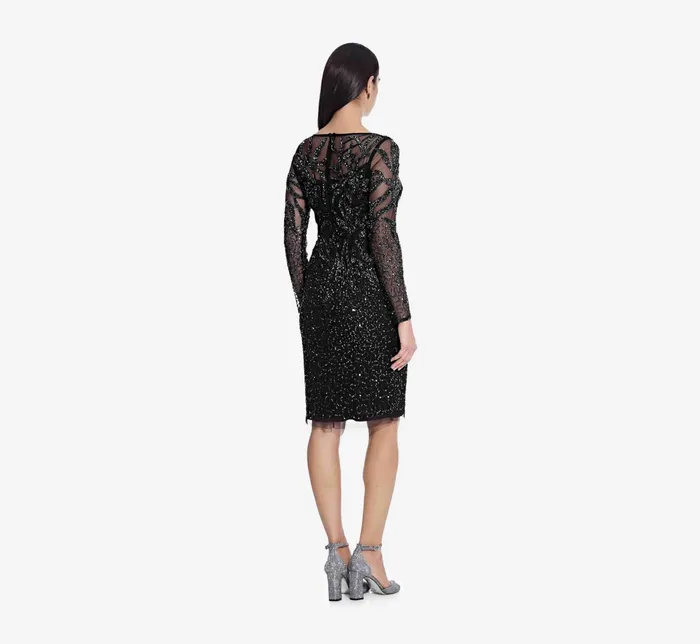 Adrianna Papell Short Sequin Cocktail Dress With Long Sleeves In Midnight Midnight Women Cocktail Dresses Adrianna Papell Short Sequin Cocktail Dress With Long Sleeves In Midnight Midnight Women Cocktail Dresses