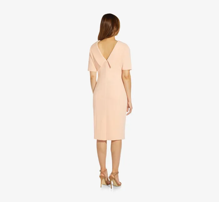 Adrianna Papell Short Sleeve Crepe Dress With Rolled Neck In Blush Blush Women Day Dresses Adrianna Papell Short Sleeve Crepe Dress With Rolled Neck In Blush Blush Women Day Dresses