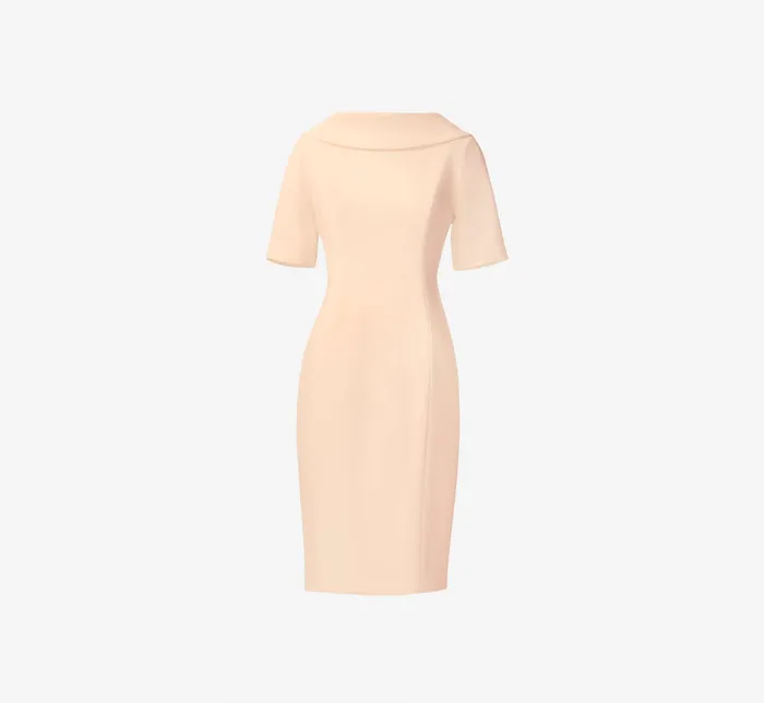 Adrianna Papell Short Sleeve Crepe Dress With Rolled Neck In Blush Blush Women Day Dresses Adrianna Papell Short Sleeve Crepe Dress With Rolled Neck In Blush Blush Women Day Dresses