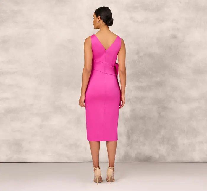 Adrianna Papell Shutter Pleat Satin Dress In Pink Flame Pink Flame Women Midi Dresses Adrianna Papell Shutter Pleat Satin Dress In Pink Flame Pink Flame Women Midi Dresses