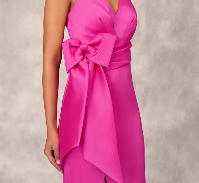 Adrianna Papell Shutter Pleat Satin Dress In Pink Flame Pink Flame Women Midi Dresses Adrianna Papell Shutter Pleat Satin Dress In Pink Flame Pink Flame Women Midi Dresses