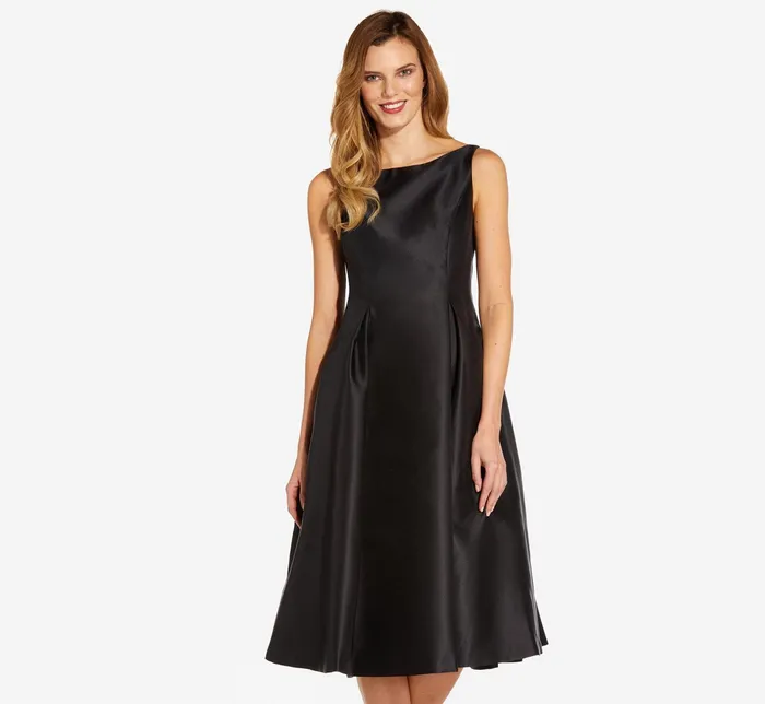 Adrianna Papell Sleeveless Mikado Fit and Flare Midi Dress In Black Black Women Cocktail Dresses Adrianna Papell Sleeveless Mikado Fit and Flare Midi Dress In Black Black Women Cocktail Dresses
