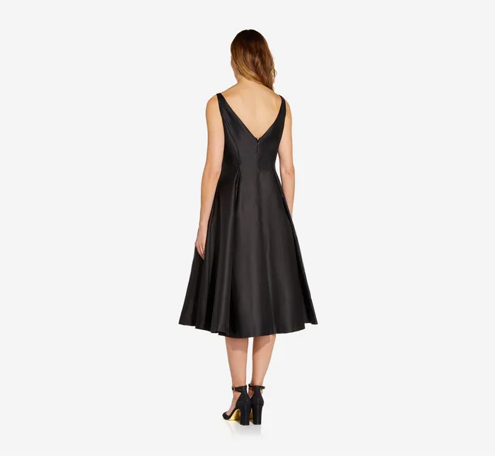 Adrianna Papell Sleeveless Mikado Fit and Flare Midi Dress In Black Black Women Cocktail Dresses Adrianna Papell Sleeveless Mikado Fit and Flare Midi Dress In Black Black Women Cocktail Dresses