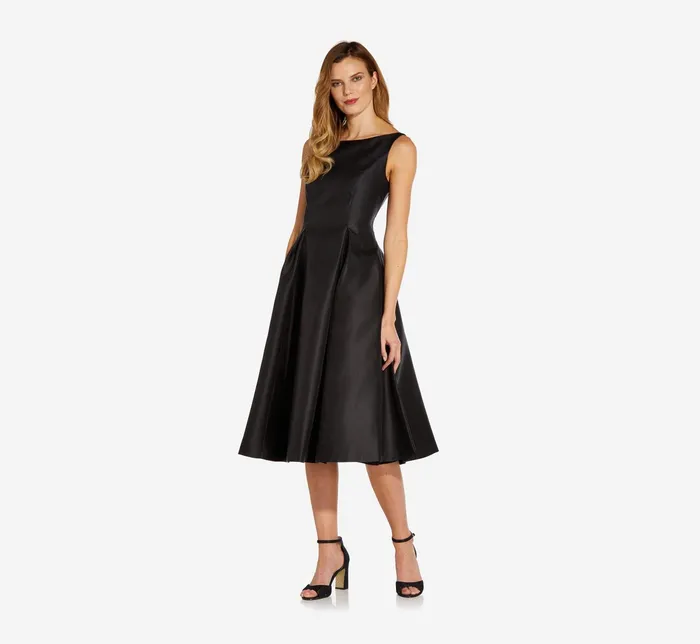 Adrianna Papell Sleeveless Mikado Fit and Flare Midi Dress In Black Black Women Cocktail Dresses Adrianna Papell Sleeveless Mikado Fit and Flare Midi Dress In Black Black Women Cocktail Dresses