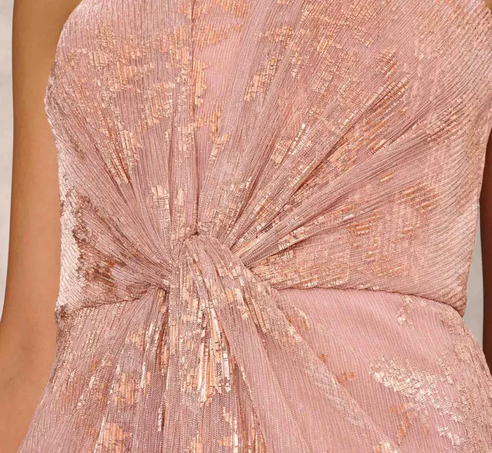 Adrianna Papell Strapless Printed Metallic Mesh Long Column Dress With Twist Front In Rose Gold Rose Gold Women Long Dresses Adrianna Papell Strapless Printed Metallic Mesh Long Column Dress With Twist Front In Rose Gold Rose Gold Women Long Dresses