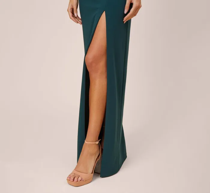 Adrianna Papell Stretch Crepe OffTheShoulder Long Column Gown With Bows In Pink Flame Pink Flame Women Day Dresses Adrianna Papell Stretch Crepe OffTheShoulder Long Column Gown With Bows In Pink Flame Pink Flame Women Day Dresses
