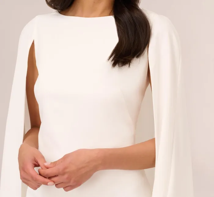 Adrianna Papell Structured Cape Sheath Dress In Ivory Ivory Women Little White Dresses Adrianna Papell Structured Cape Sheath Dress In Ivory Ivory Women Little White Dresses