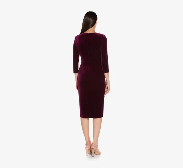 Adrianna Papell Tie Front Velvet Sheath Dress In Burgundy Burgundy Women Day Dresses Adrianna Papell Tie Front Velvet Sheath Dress In Burgundy Burgundy Women Day Dresses