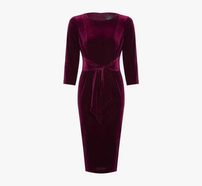 Adrianna Papell Tie Front Velvet Sheath Dress In Burgundy Burgundy Women Day Dresses Adrianna Papell Tie Front Velvet Sheath Dress In Burgundy Burgundy Women Day Dresses