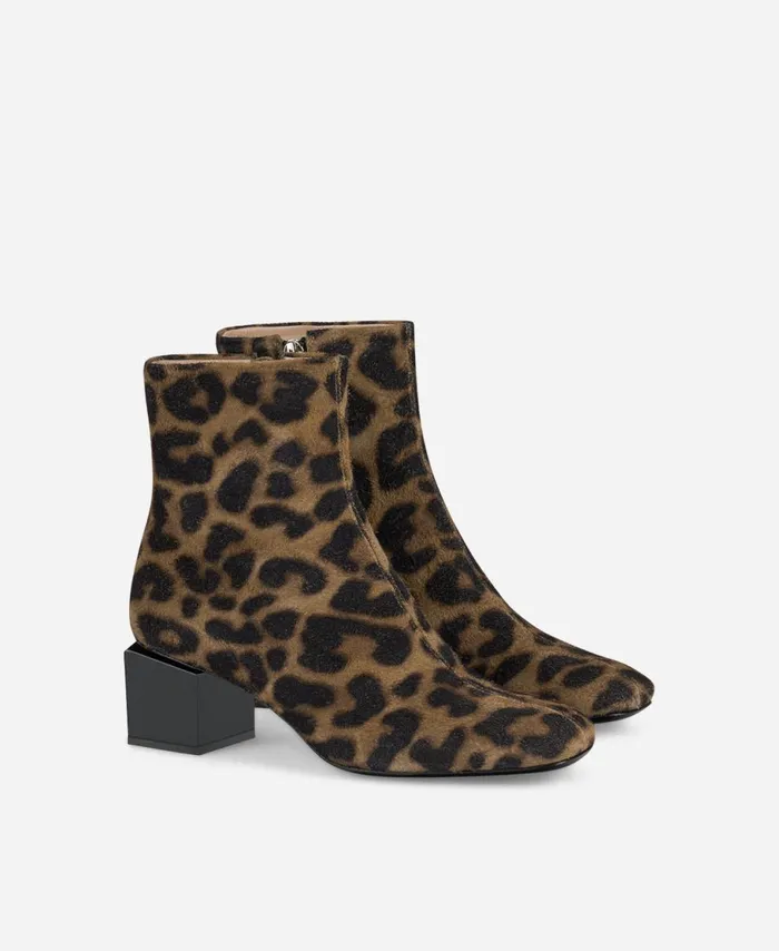 AGL Animalier Ankle Boot With Cubeshaped Heel Leopard Classic Angie Pure Women Booties