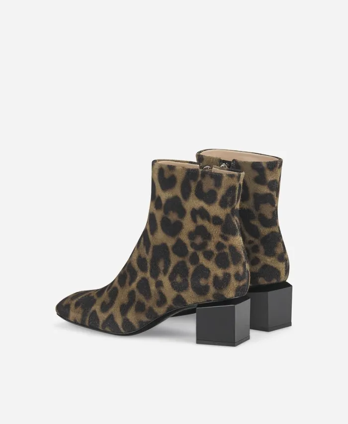 AGL Animalier Ankle Boot With Cubeshaped Heel Leopard Classic Angie Pure Women Booties