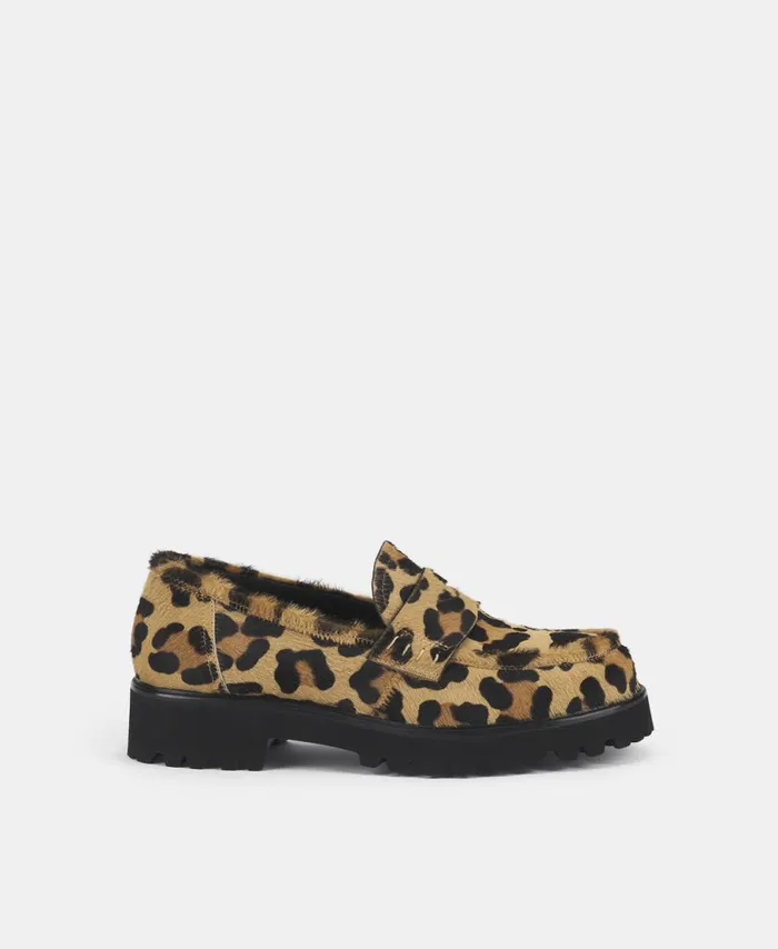 AGL Animalier Moccasin With Chunky Sole Leopard Classic Goldie Women Flats