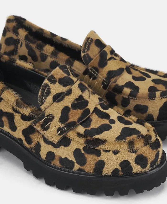 AGL Animalier Moccasin With Chunky Sole Leopard Classic Goldie Women Flats