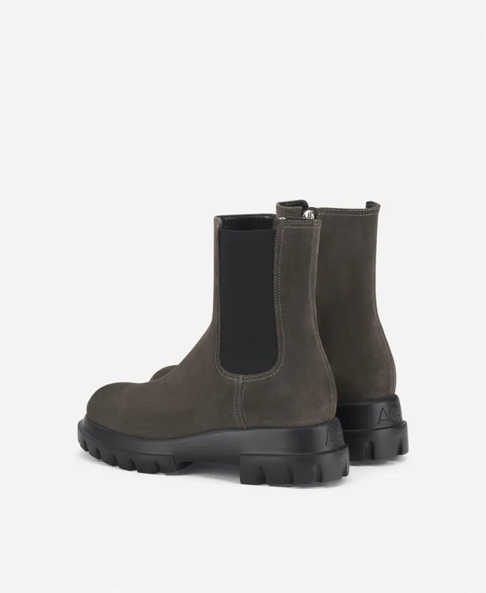 AGL Ankle Boot In Split Leather Grey Chunky Beat Women Booties