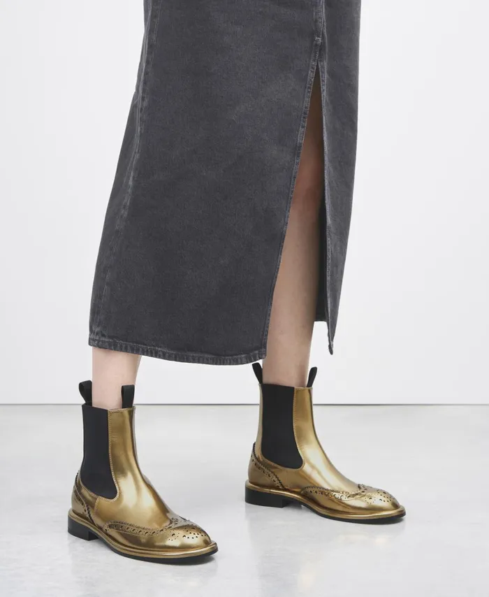 AGL Ankle Boot With Elastic Gold Alison Beat Women Booties