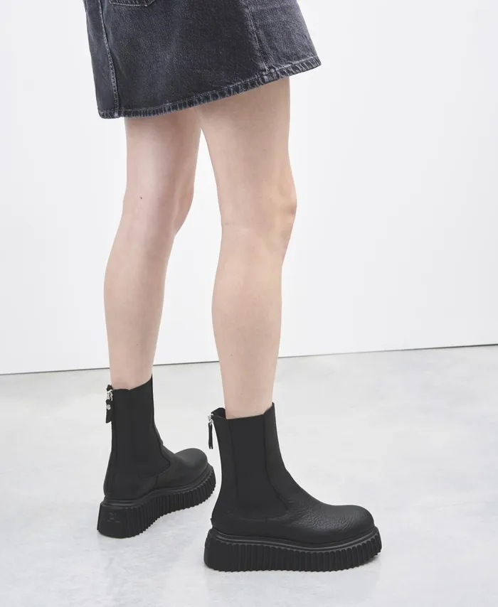 AGL Ankle Boot With Elastic Side Gussets Black Vladimira Women Booties
