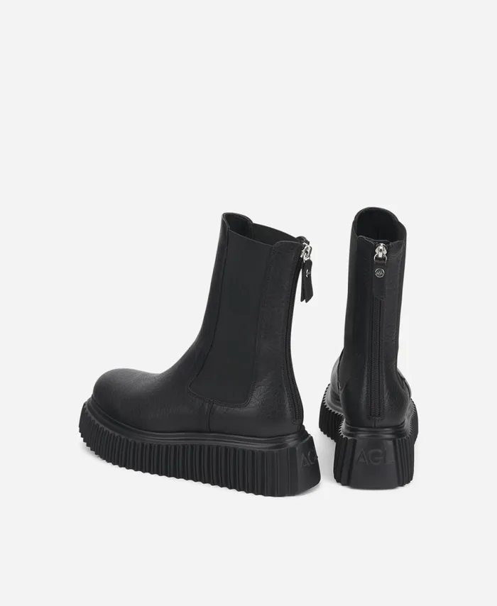 AGL Ankle Boot With Elastic Side Gussets Black Vladimira Women Booties
