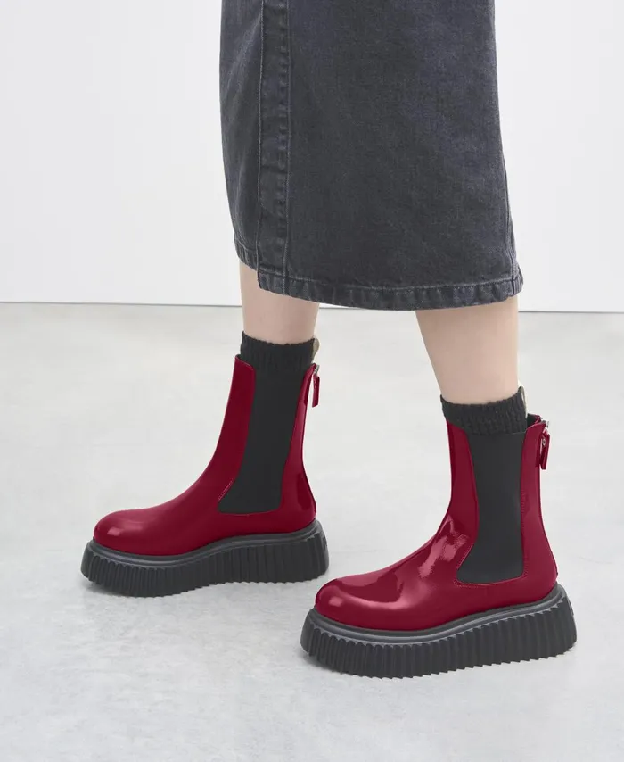 AGL Ankle Boot With Elastic Side Gussets Red Vladimira Women Booties