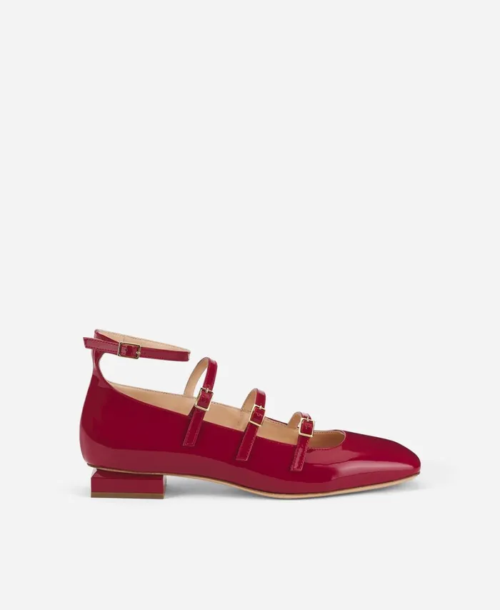 AGL Ballet Flat With Straps Red Angie L Straps Women Ballet Flats