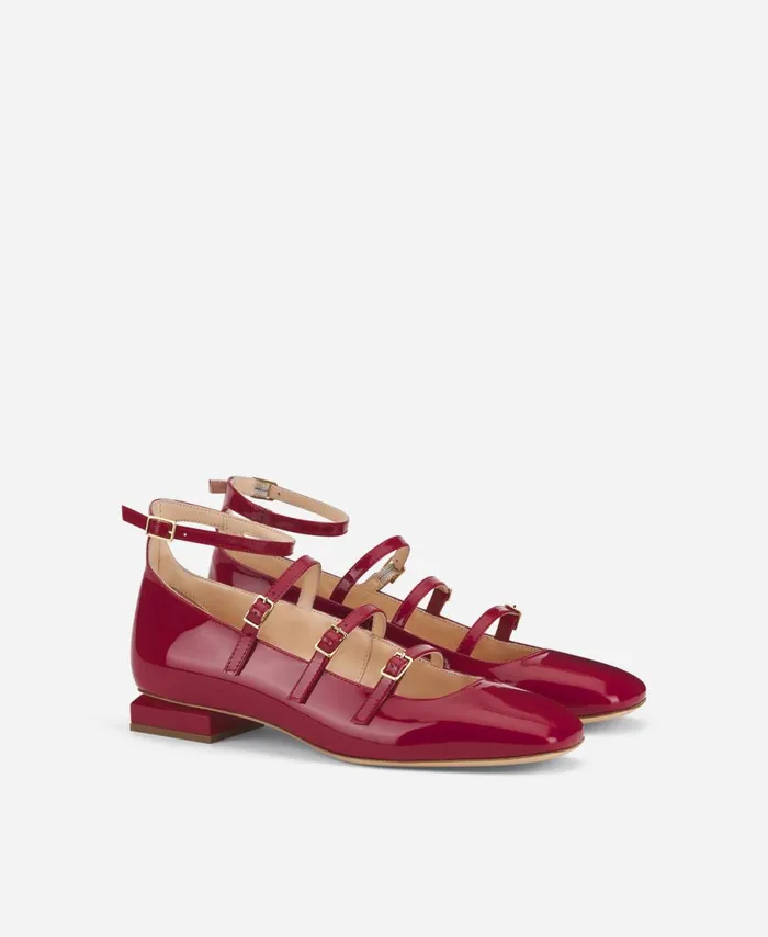 AGL Ballet Flat With Straps Red Angie L Straps Women Ballet Flats