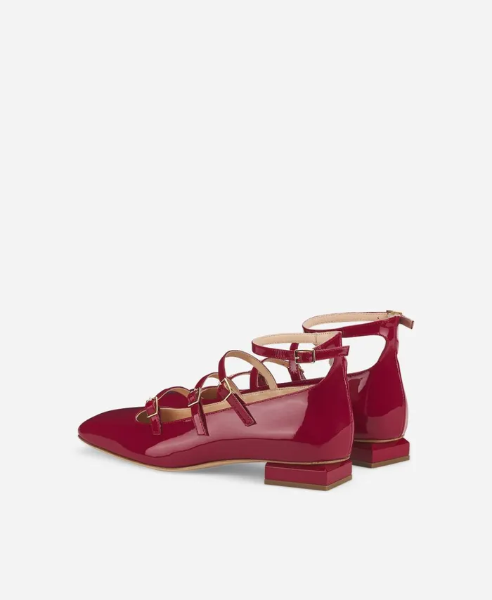 AGL Ballet Flat With Straps Red Angie L Straps Women Ballet Flats