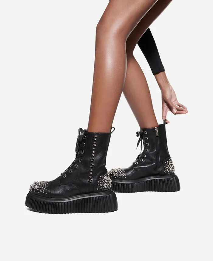 AGL Bootie With Crystals Black IGGY CRYSTAL Women Booties