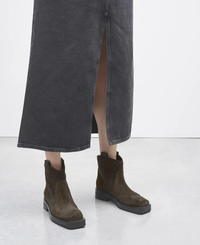 AGL Cowboy Ankle Boot Green Rina Low Women Booties