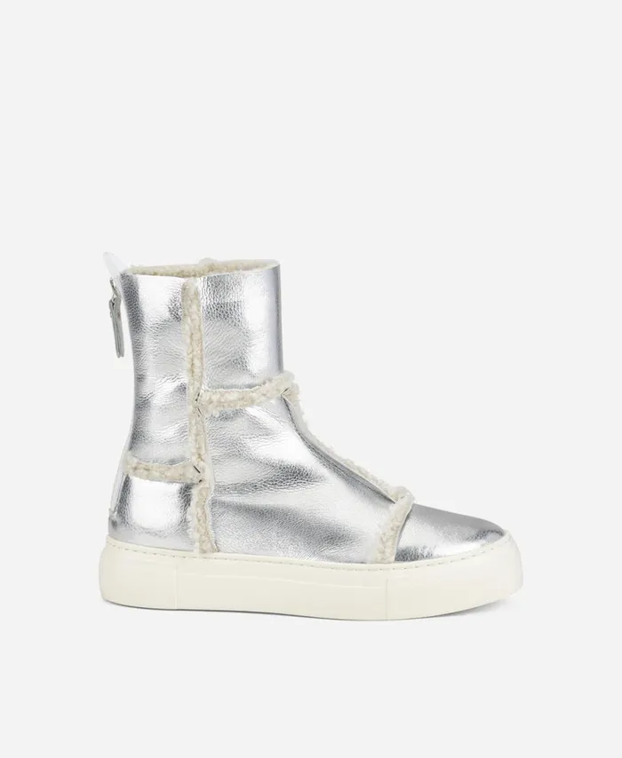 AGL Faux Sheepskin Sneaker Silver Rosy Women Sneakers