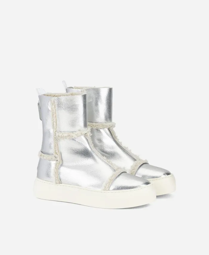 AGL Faux Sheepskin Sneaker Silver Rosy Women Sneakers