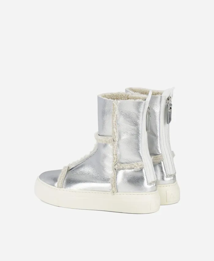 AGL Faux Sheepskin Sneaker Silver Rosy Women Sneakers