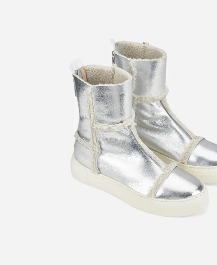 AGL Faux Sheepskin Sneaker Silver Rosy Women Sneakers