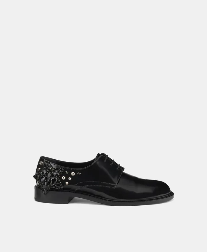 AGL Laceup With Star Black Sabine Star Women Flats