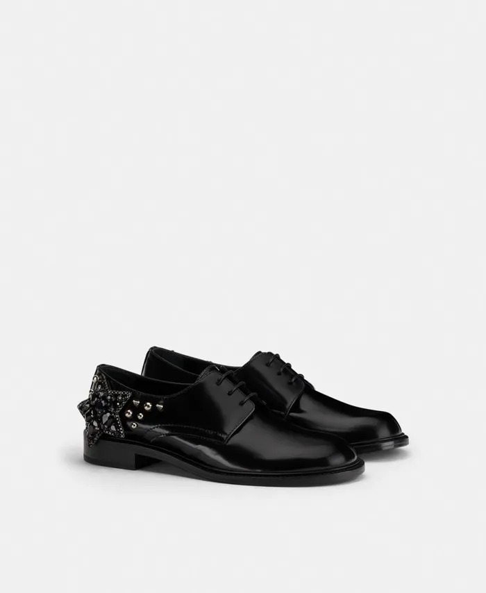 AGL Laceup With Star Black Sabine Star Women Flats