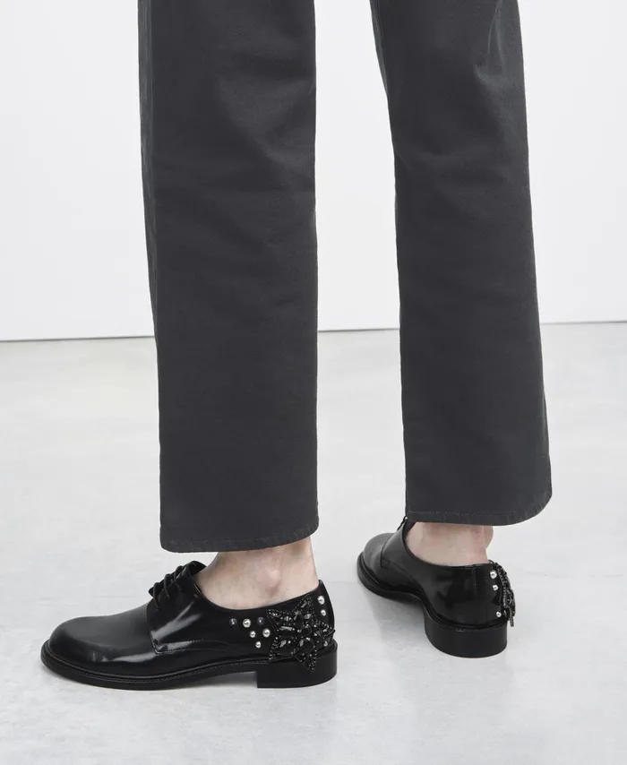 AGL Laceup With Star Black Sabine Star Women Flats
