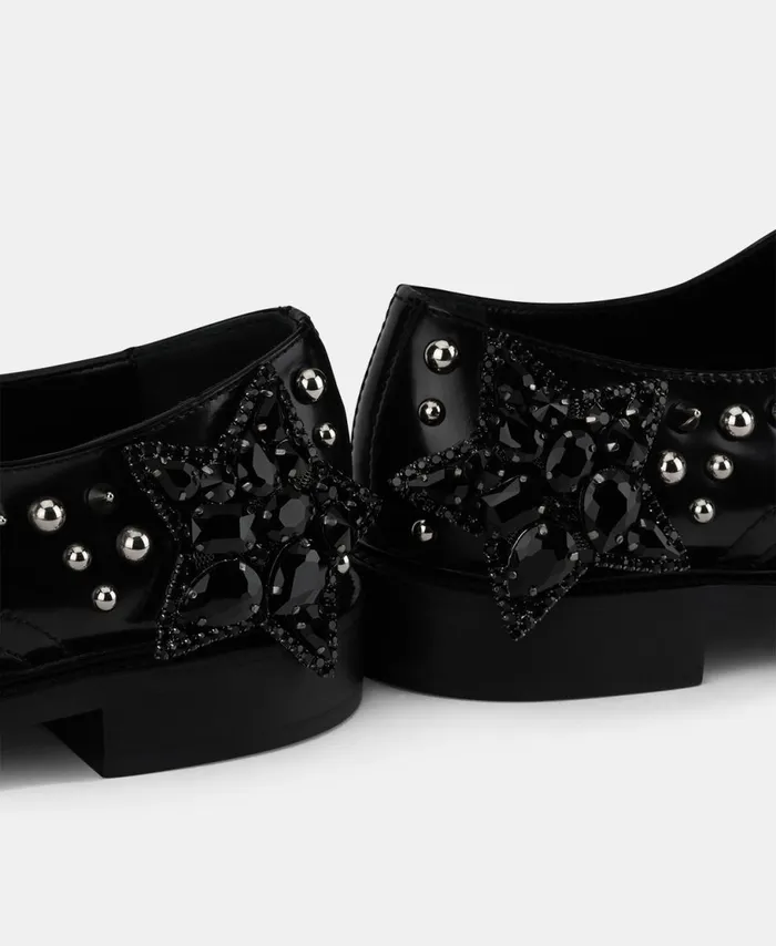 AGL Laceup With Star Black Sabine Star Women Flats