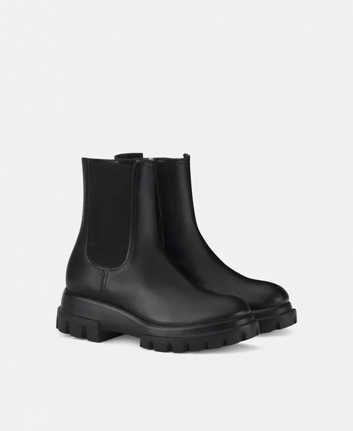 AGL Leather Ankle Boot Black Chunky Beat Women Booties