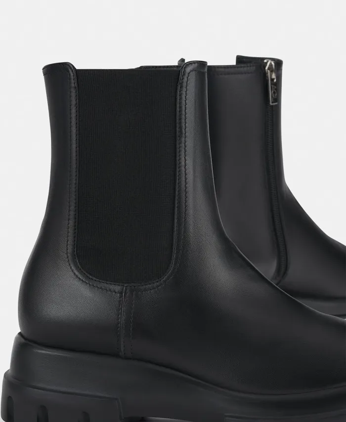 AGL Leather Ankle Boot Black Chunky Beat Women Booties