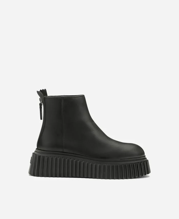 AGL Leather Ankle Boot Black Sandy Women Booties