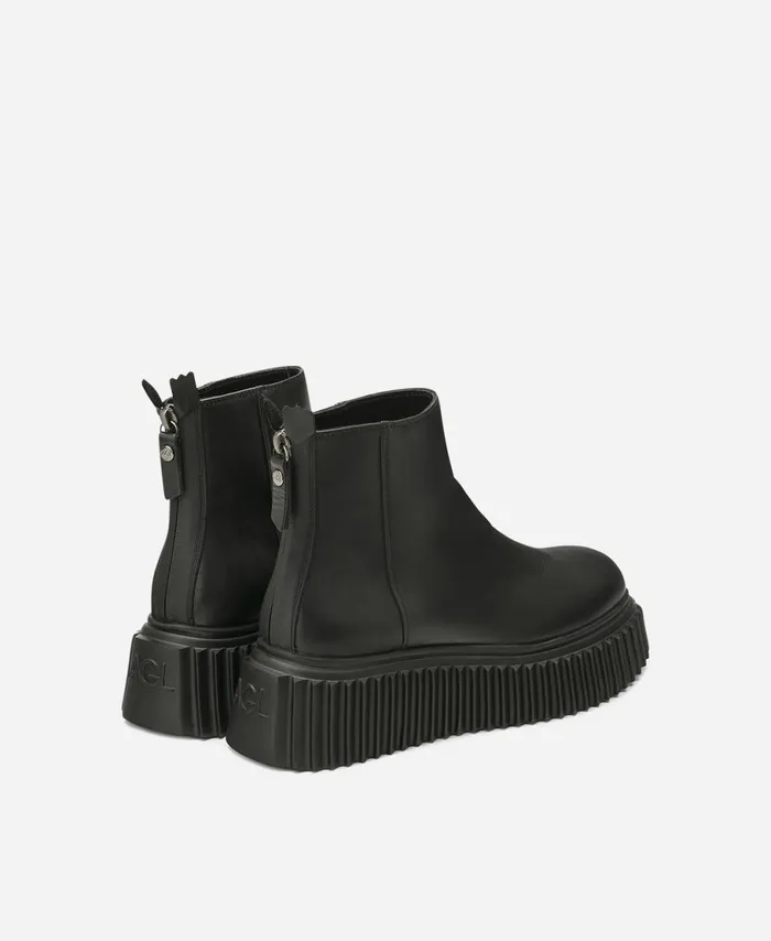 AGL Leather Ankle Boot Black Sandy Women Booties
