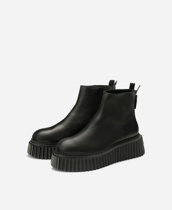 AGL Leather Ankle Boot Black Sandy Women Booties