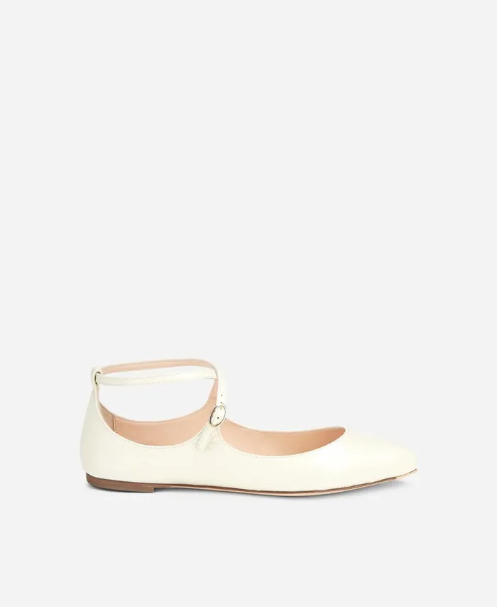 AGL Leather Ballet Flat Cream Softy Ballet Women Flats