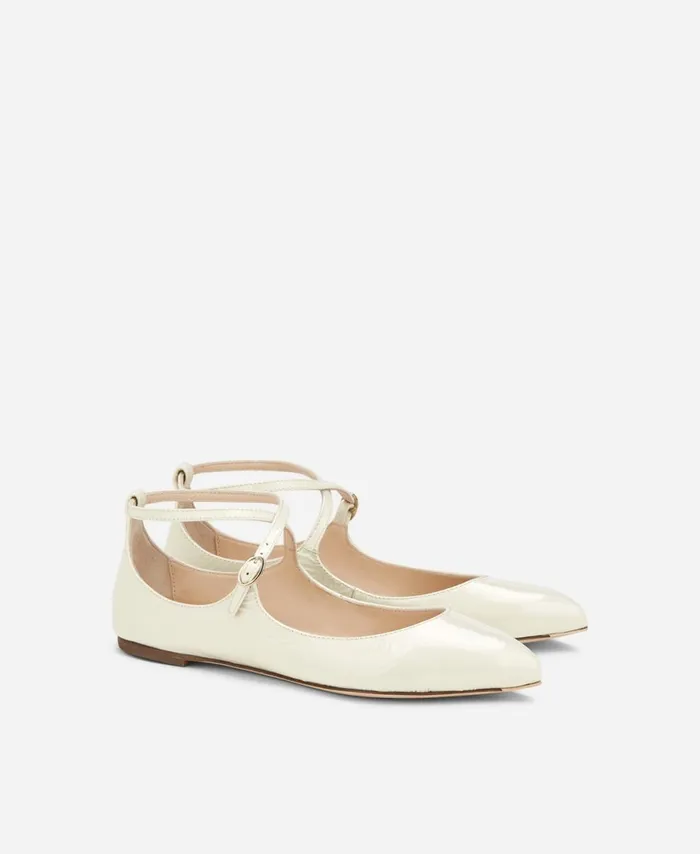 AGL Leather Ballet Flat Cream Softy Ballet Women Flats
