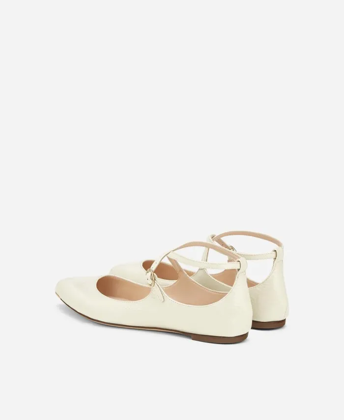 AGL Leather Ballet Flat Cream Softy Ballet Women Flats