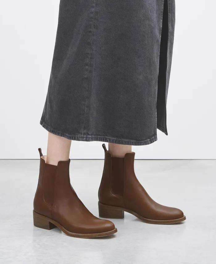 AGL Leather Beatle Boot Cognac Georgia Beat Women Booties