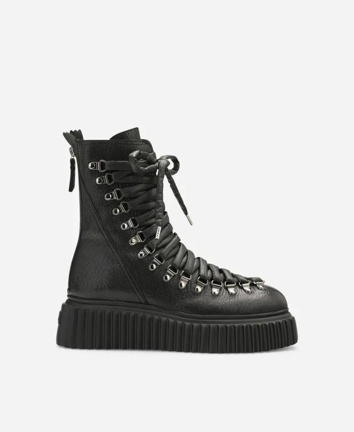 AGL Leather Biker Boot Black DROMO Women Booties