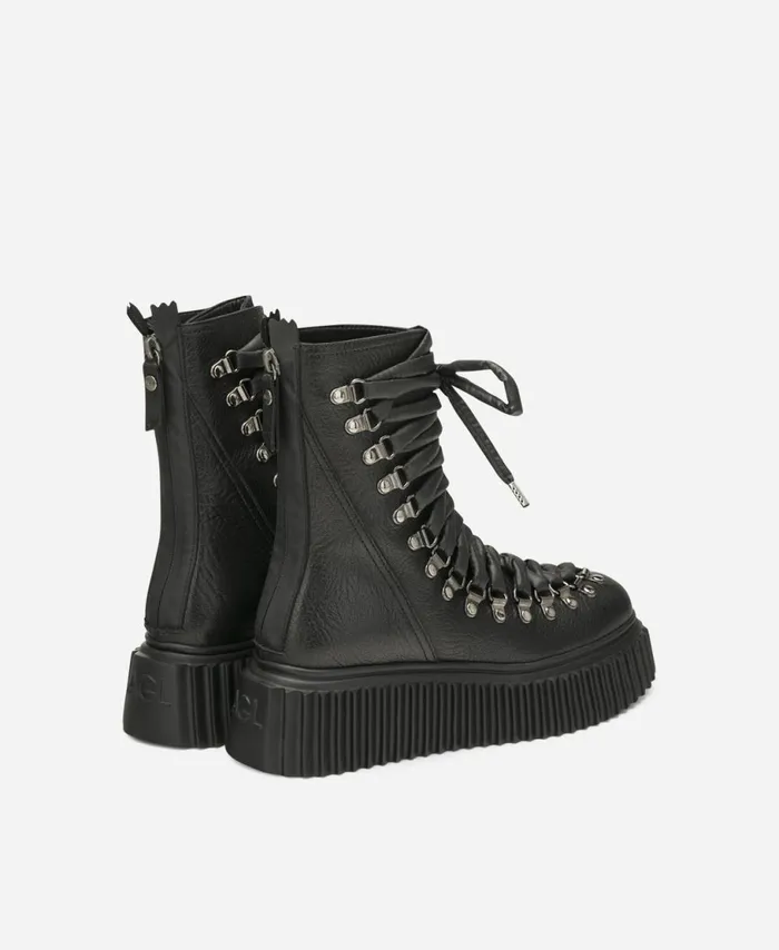 AGL Leather Biker Boot Black DROMO Women Booties