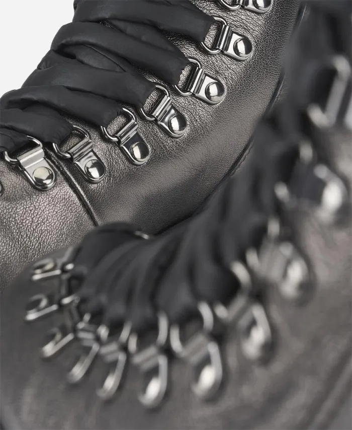 AGL Leather Biker Boot Grey Dromo Women Booties