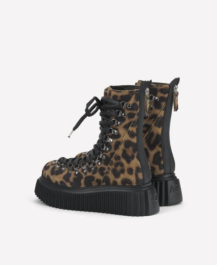 AGL Leather Biker Boot Leopard Classic Dromo Women Booties